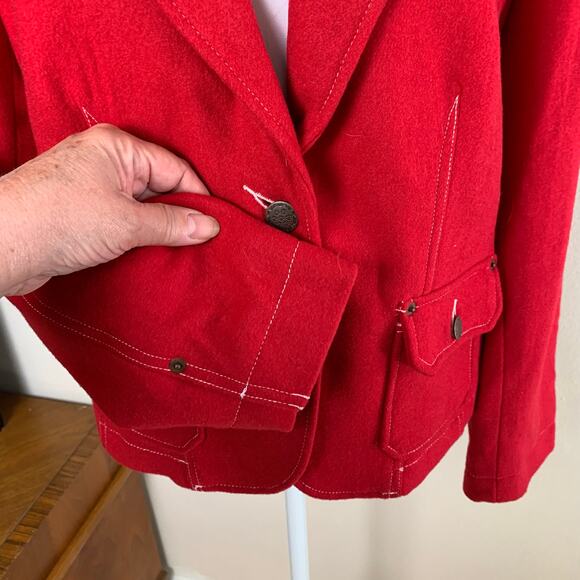 Vintage Size XL Women's Wool Blend Blazer Jacket Red Equestrian Western Quality - Picture 7 of 10